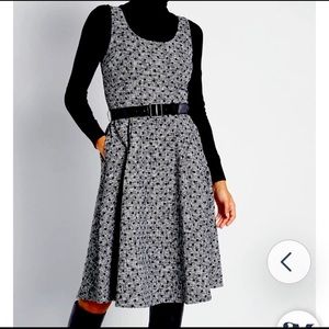 NWT Modcloth black & gray polkadot dress